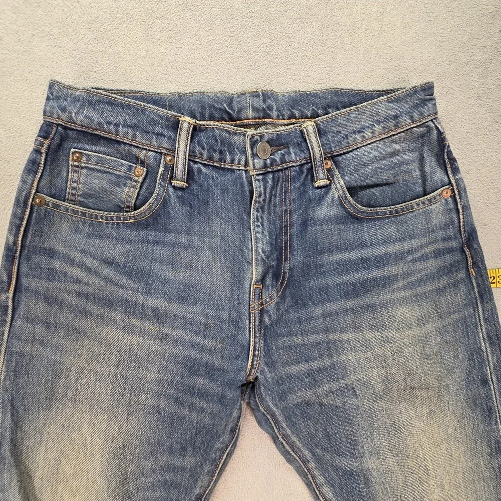 Levis‎ 512 Jeans Mens Selvedge Med Wash Blue Slim Tapered Whiskers Fits 30x28
